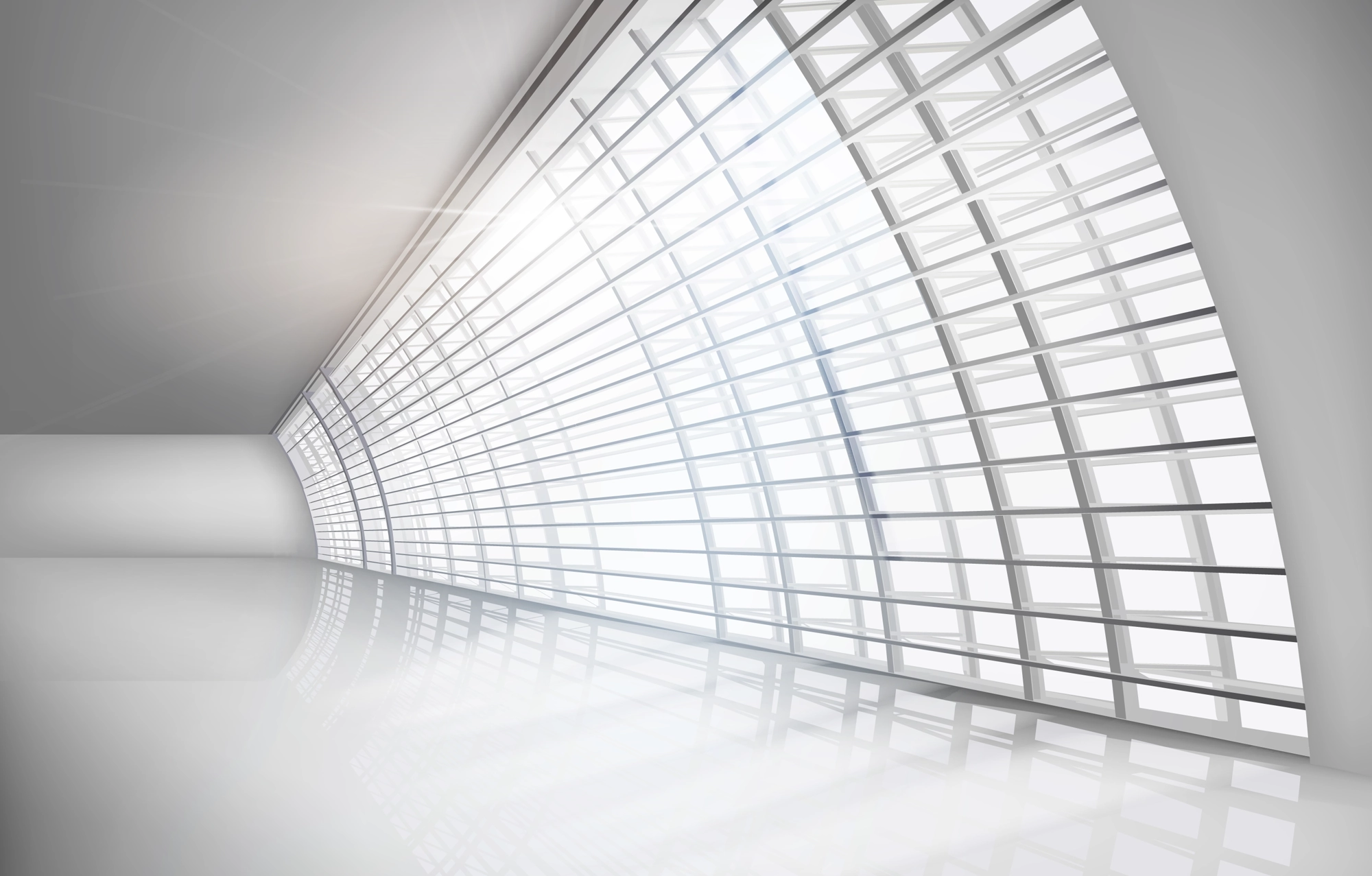 Architektur-Konzept-Grafik einer gebogenen Fensterfront